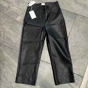 Wilfred Faux Leather Straight-Leg Pants - Black
